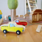Wooden cars, houses and figurines on table at Port Hedland Early Learning Centre