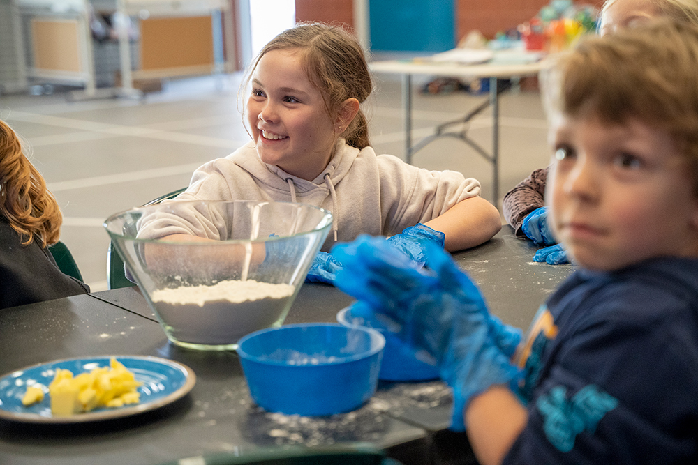 Children making pasta during cooking activity at Serpentine Jarrahdale OSHC School Holiday Program