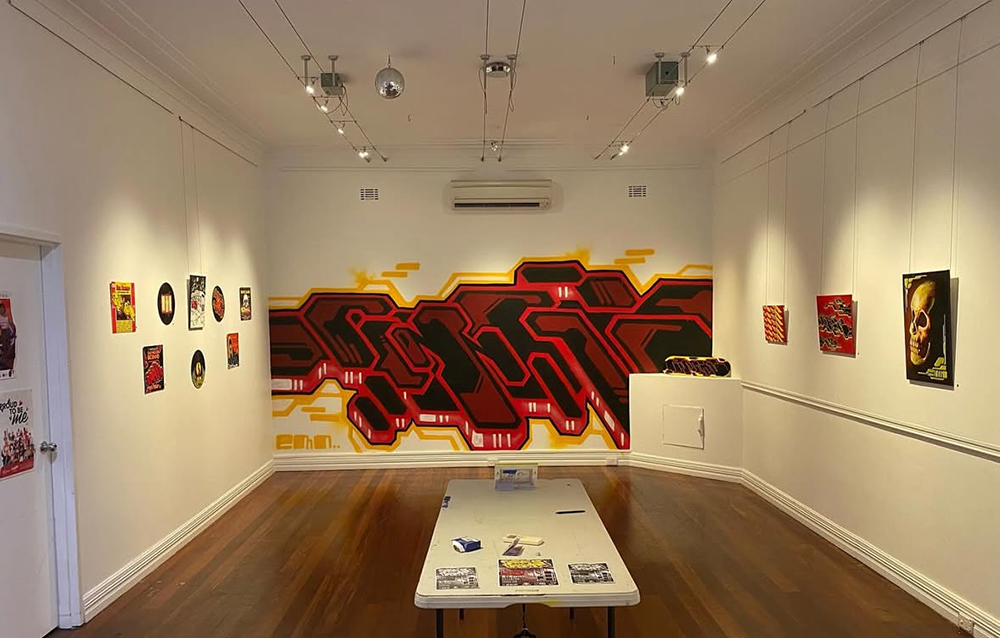 Gallery space with artwork on display inside the Y HQ in Leederville