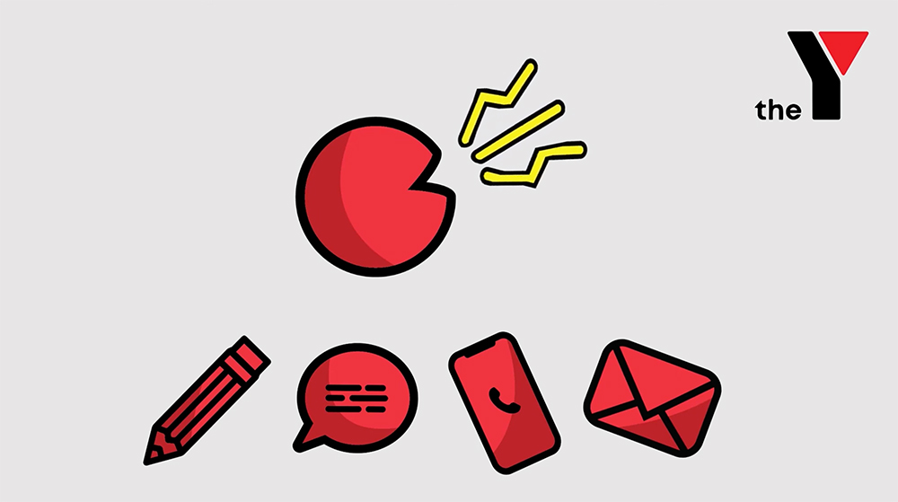 Y WA safeguarding video thumbnail with icons representing reporting channels including writing, chat, phone, and email.