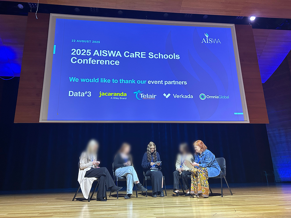 Group of students from the Y School on stage at a national conference in Canberra